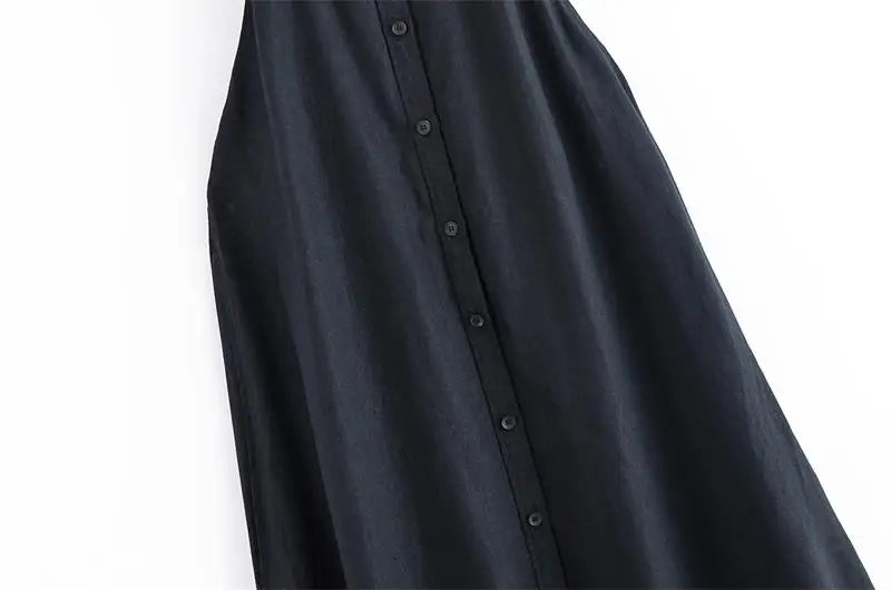 Women's 2025 New Dresses Summer Chic Elegant Loose Hanging Neck Long Dress Women's Holiday Street Fashion Youth Dress