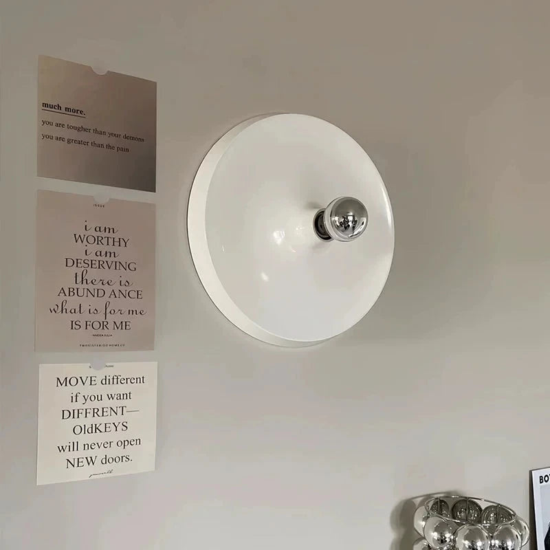 Medieval Bedside Wall Lamp Living Room Hallway Balcony Wall Lamp Bedroom Postmodern Flying Saucer Retro Metal Electroplated Lamp