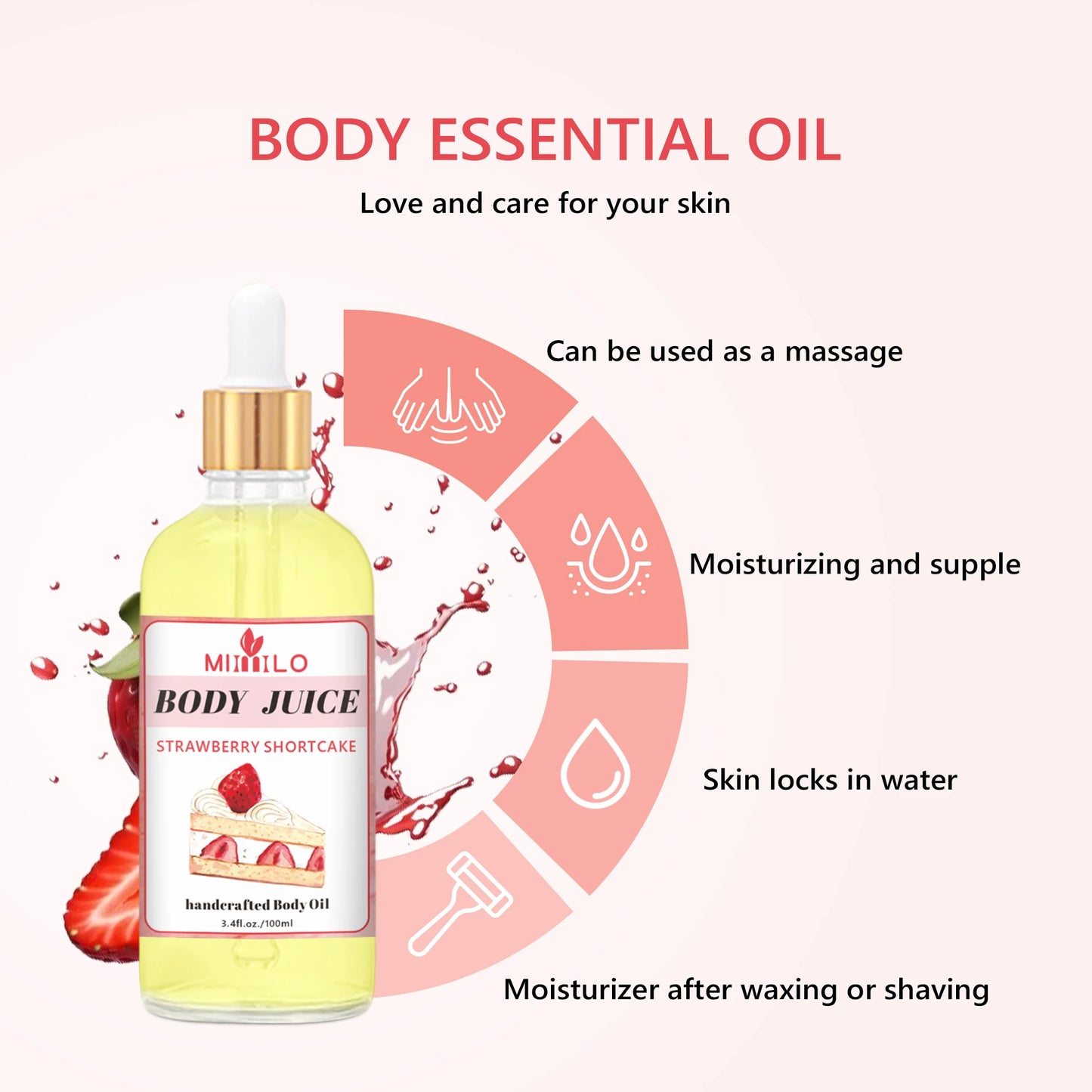 100ml Sweet Fragrance Body Oil Multiple Delightful Scents Moisturizing Nourishing Skin Care Lightweight Non Greasy Fast Absorbin