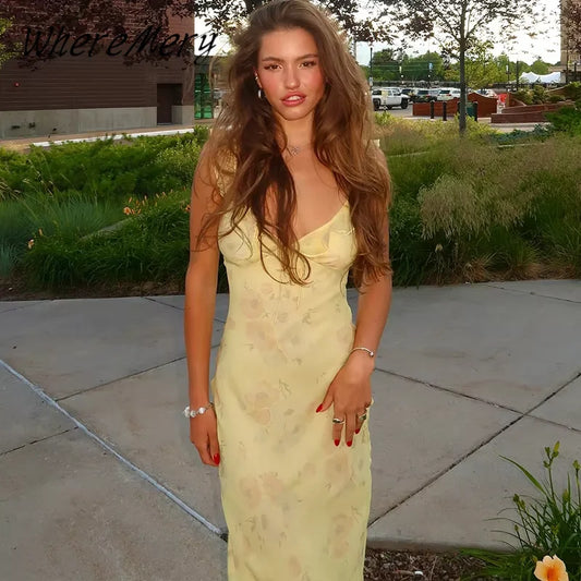 WhereMery Fashion Floral Printed Maxi Dresses Sexy Off Shoulder Backless Halter Long Dress Elegant Autumn Women Evening Vestidos