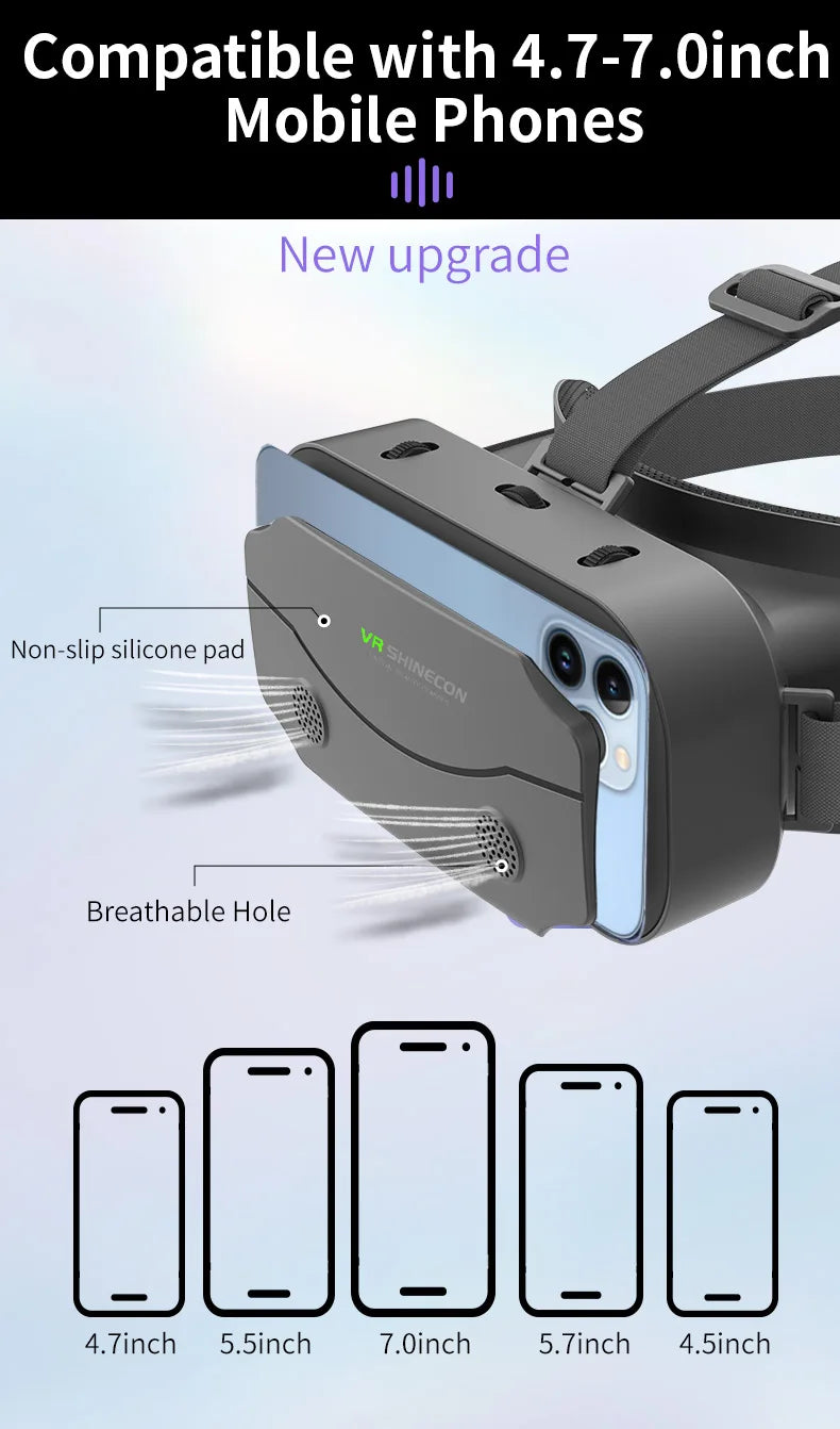VR SHINECON 3D Glasses Virtual Reality Helmet Lenses Viar Goggles For Smartphones Mobile Goggle Game Accessory with Original Box