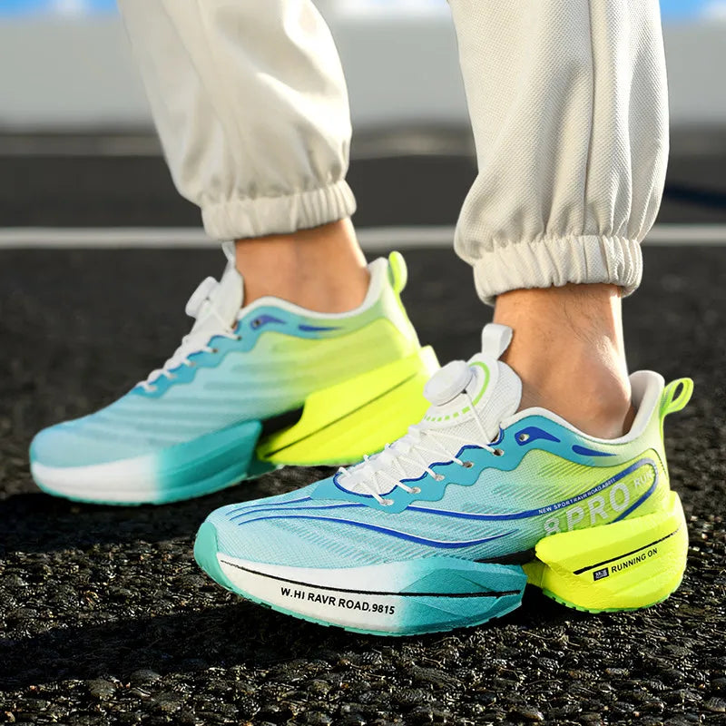 Male Sneakers Stylish Rotating Buckle Running Shoes Color Block Comfortable Non-slip Sporty Footwears Plus Size Men Shoes Mesh