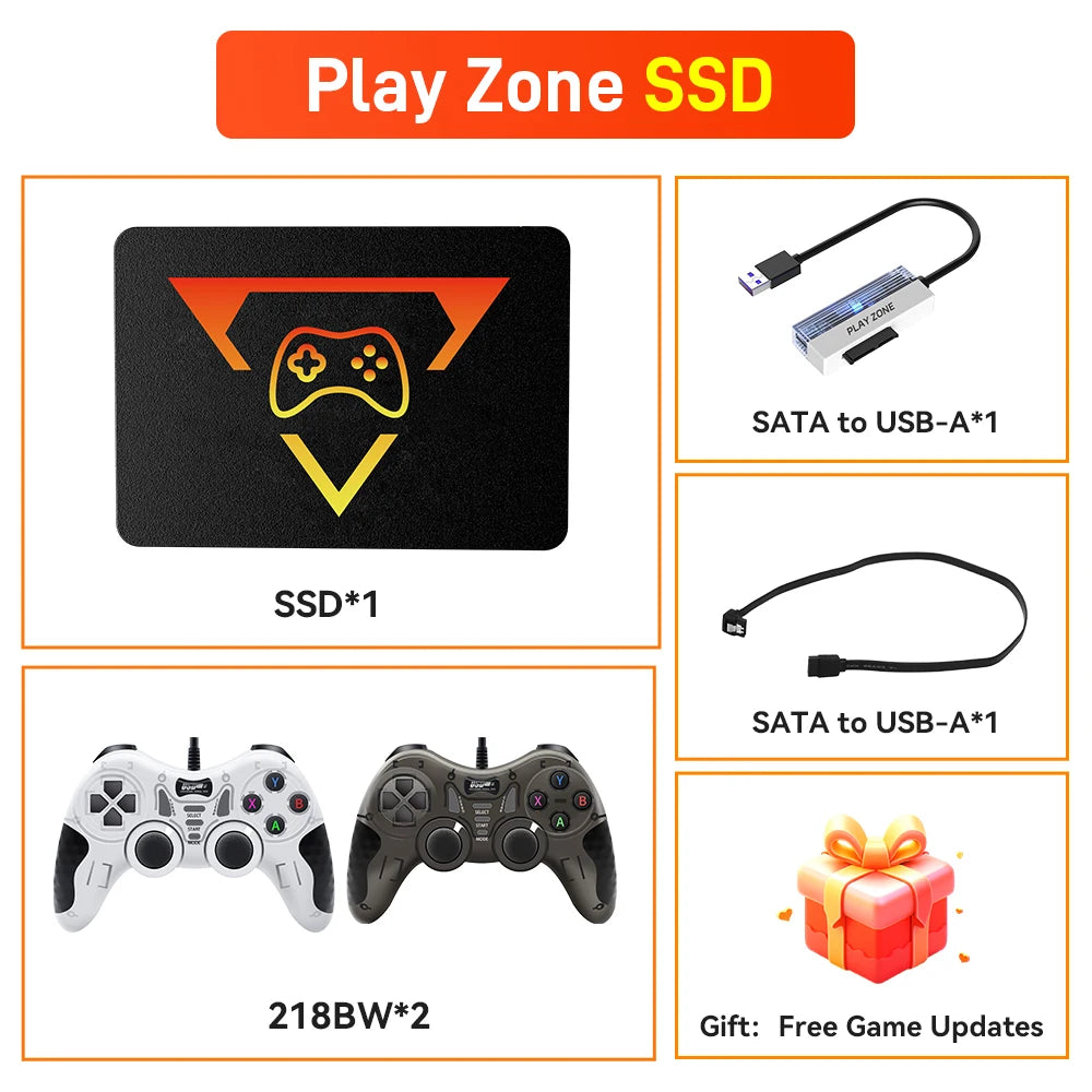 PlayZone 1TB Emulator Consoles Portable Retro Game SSD For PS5/PS4/PS3/Xbox/Switch/WII/WIIU Handheld Game HDD With 16000+ Games