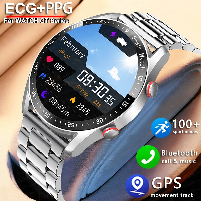 2025 New Outdoor Sports Smart Watch Men GT Series 1.53 inch AMOLED Screen Sports Watch ECG+PPG Health Smartwatch Man For Huawei