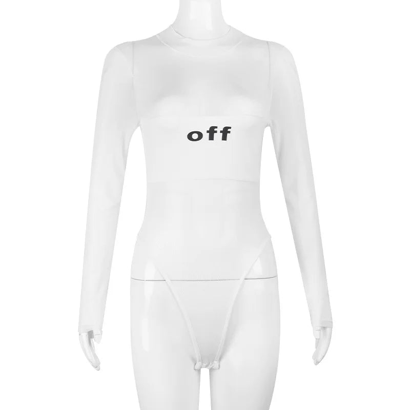 Fashion Trends Women Clothing Corset Top One-Pieces Bodysuit Sexy Long Sleeve See Through Body Feminino Gauze Patchwork Bustier