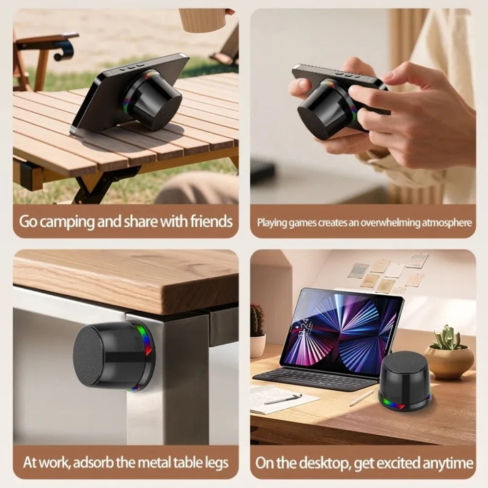 Bluetooth 5.3 Magnetic Mini Speaker Anti Lost HD Sound RGB Light Speaker Deep Bass Compact Design Portable Sound Box Outdoor Use