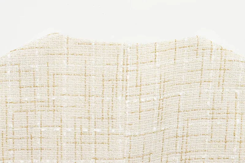 Women's Tweed Waistcoat Fashion with Belt O NeckSleeveless Vests Female Outerwear Chic Tops SwiftNest