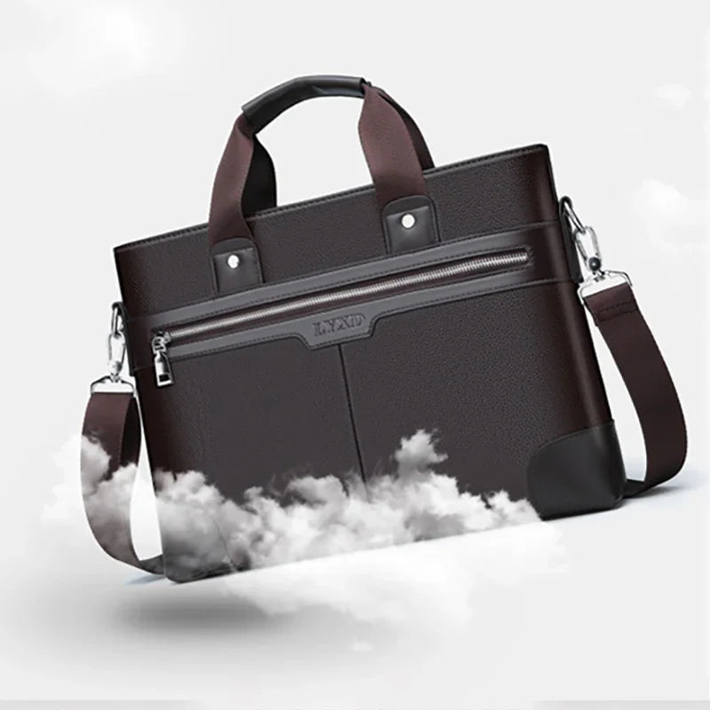 حقيبة عمل جديدة من جلد البولي يوريثان للرجال، حقيبة يد تنفيذية مصممة للمستندات بحجم A4، حقيبة كمبيوتر محمول مقاس 14 بوصة، حقيبة كتف للأعمال، حقيبة حمل للزوج