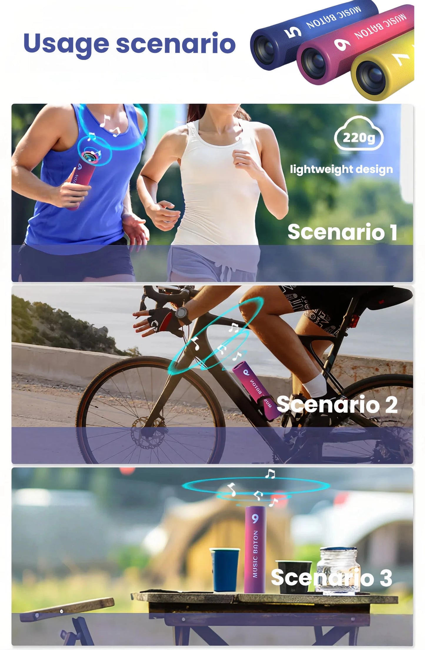 Bluetooth Speaker,5.3 Bluetooth Speakers Wireless  with Radios Support And 2000Mah Power Bank Function Support TF Card for sport