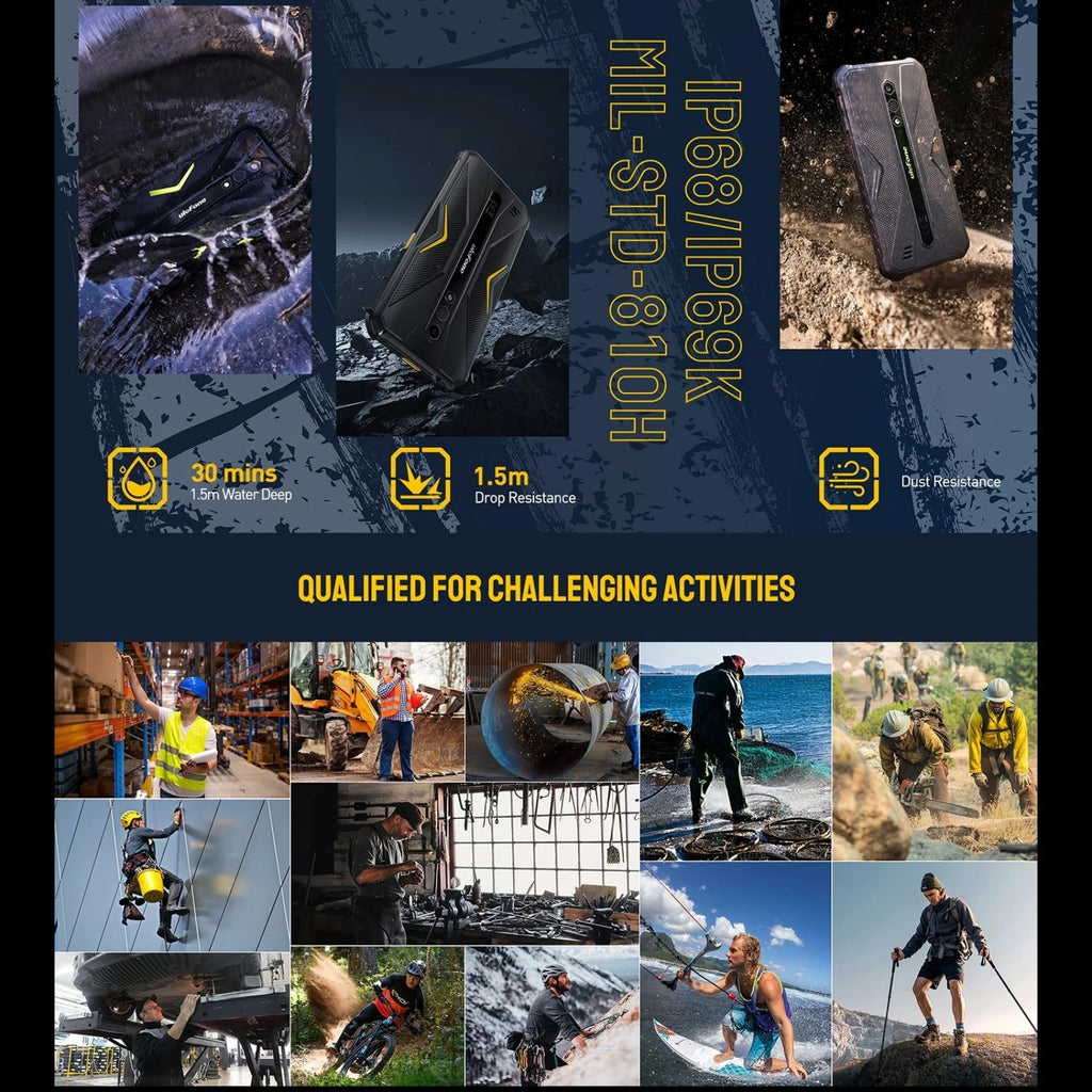 هاتف Ulefone Armor X12 المتين بنظام Android 13، حتى 6 جيجابايت (3 جيجابايت + 3 جيجابايت) ذاكرة وصول عشوائي 32 جيجابايت ROM 5.45 بوصة 4860 مللي أمبير في الساعة 13 ميجابكسل هاتف ذكي NFC الإصدار العالمي