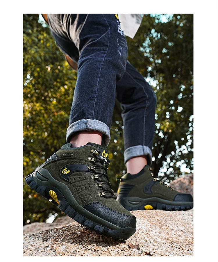 أحذية المشي لمسافات طويلة مقاومة للماء للرجال والنساء في الربيع والخريف، أحذية رياضية جبلية مقاومة للاهتراء، أحذية رياضية للصيد