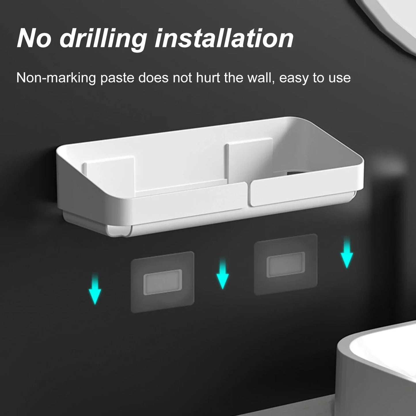 رف حمام مطبخ مريح، رف تخزين مستحضرات التجميل، منظم، رف دش، مستحضرات تجميل، رف شامبو، جدار، توابل، بدون حفر