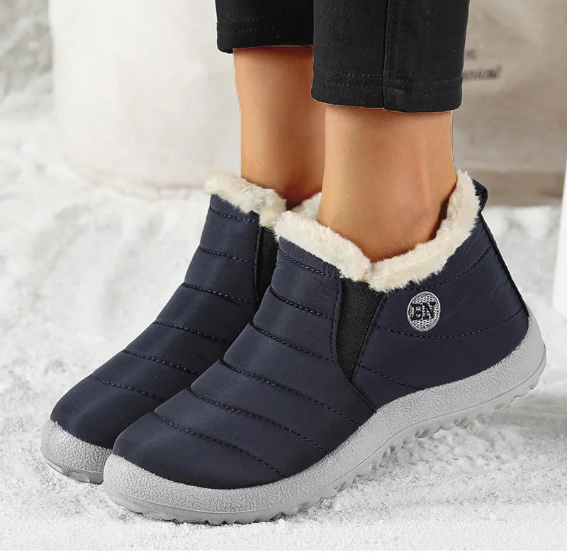 Women's Boots Women Winter Boots Warm Fur Winter Shoes For Women Snow Boots Lightweight Ankle Botas Mujer Black Combat Botines