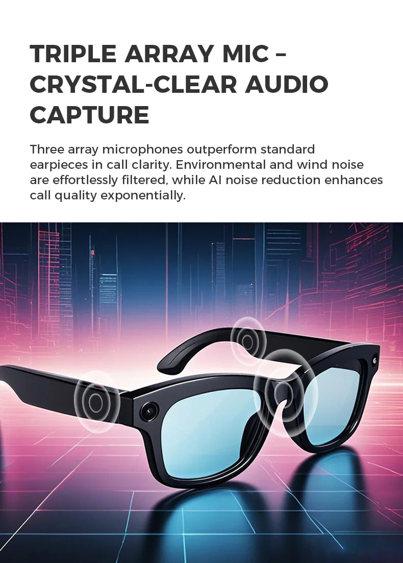 New Technology Bluetooth Call Smart Glasses 2025 Video Recording Camera Sunglasses VR Headset AI Translation Lens for Man Woman