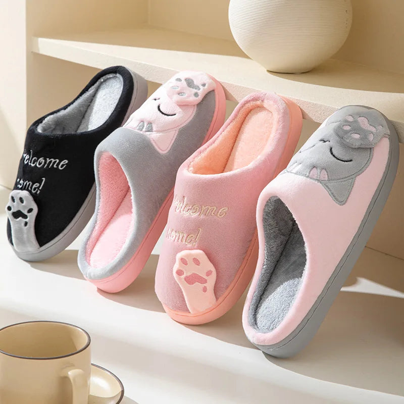 Cotton slippers women's autumn and winter new cartoon lucky cat Korean version cute warm indoor home
