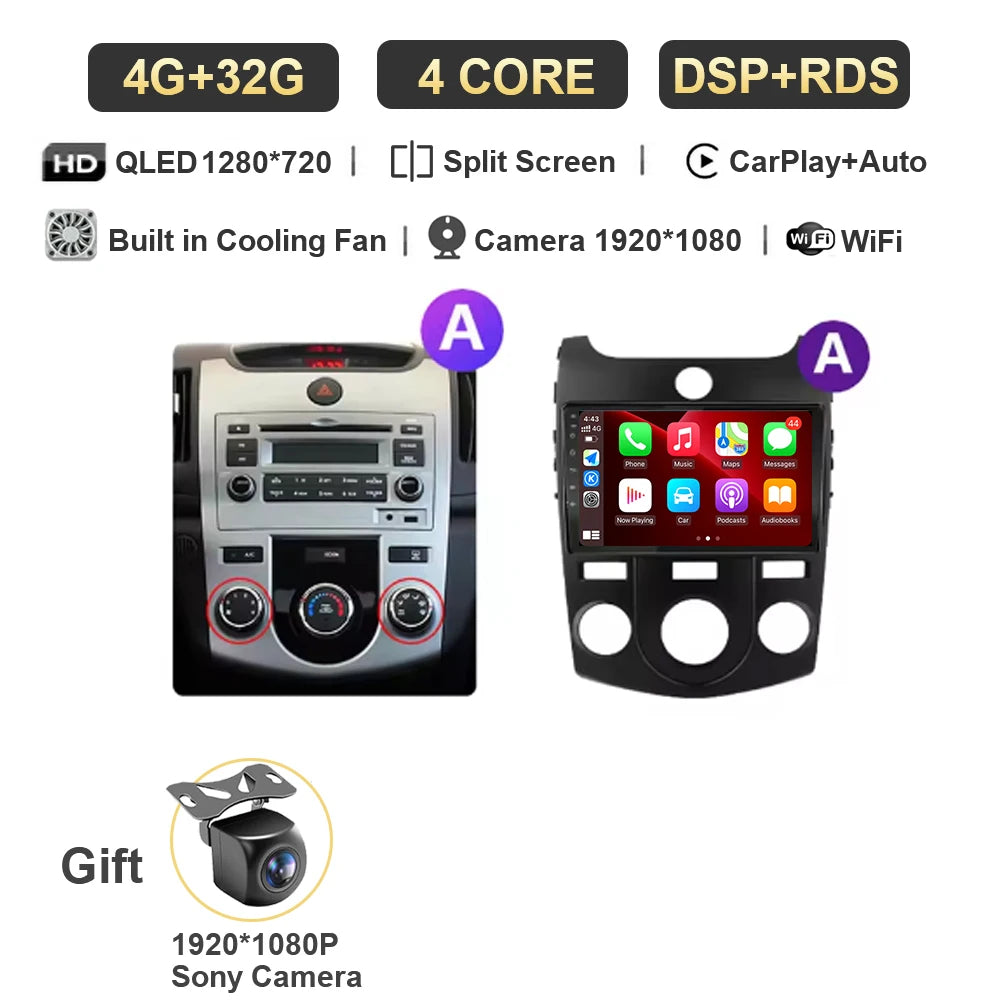 Android For KIA Forte Cerato 2 Porte Koup 2008 2009 2014 Auto Car Intelligent Systems AutoMotiveCarplay Auto Screen Wireless