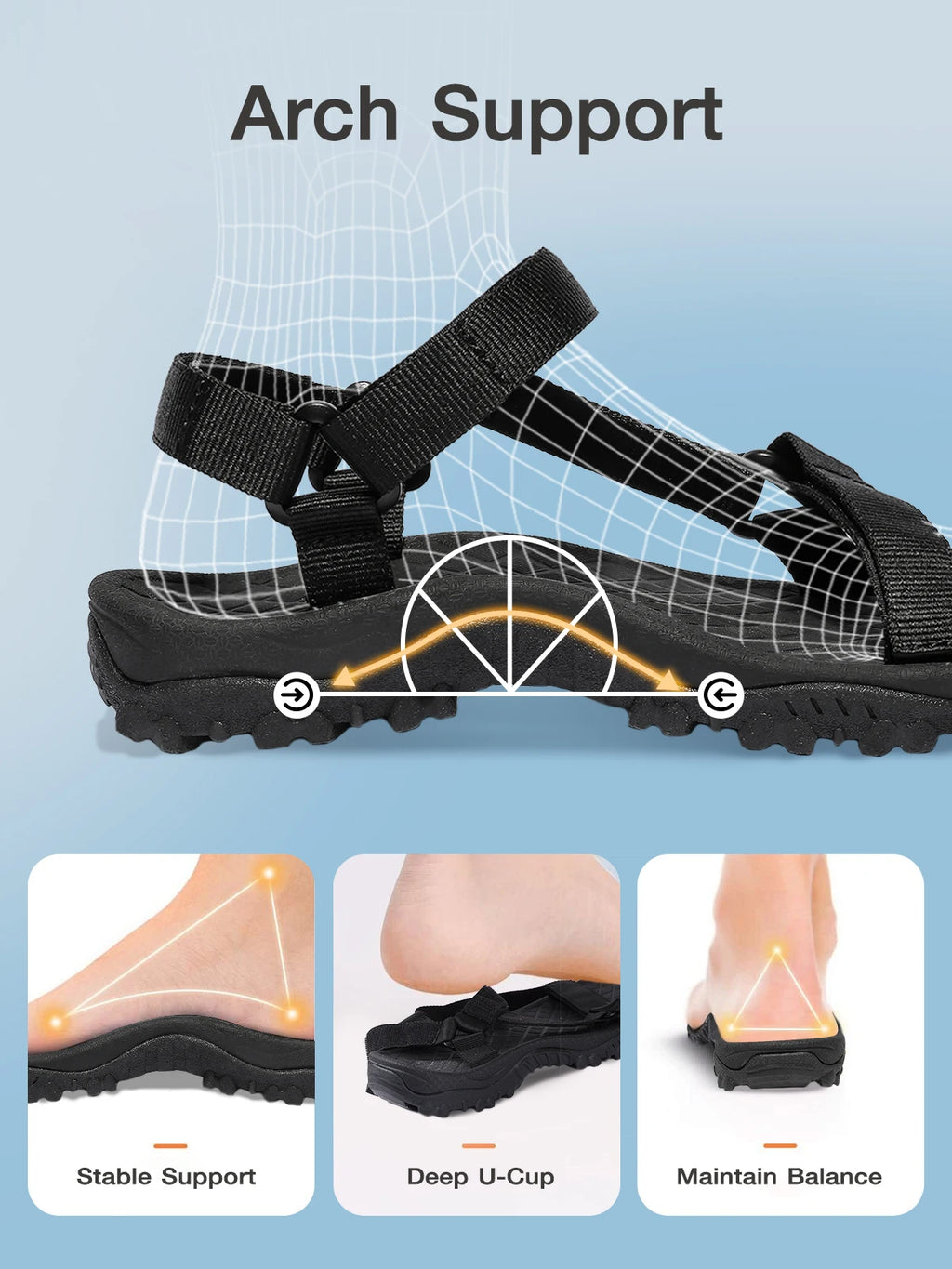 GOLDEN CAMEL Hiking Sport Sandals for Women Anti-skidding Water Sandals Comfortable Athletic Sandals for Outdoor Wading Beach