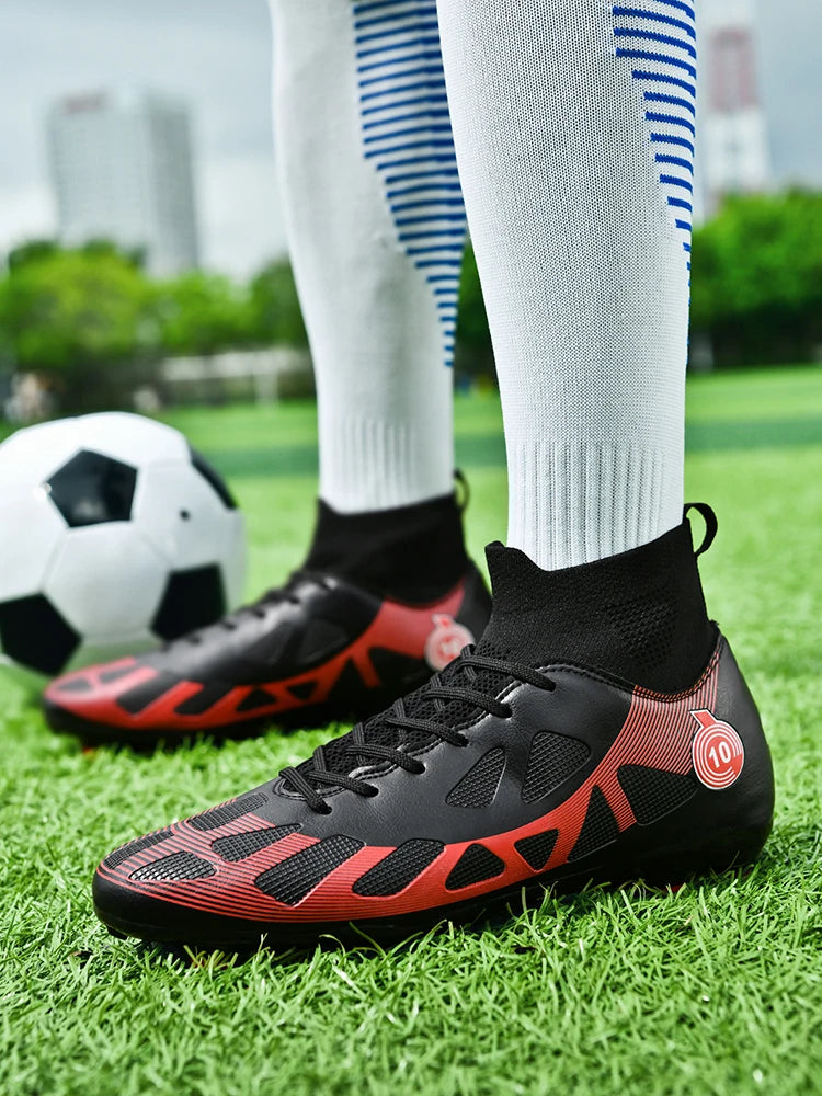 Professional Soccer Shoes Men Outdoor High-Top Sports Football Boots Boots Ag/Fg Long Spikes Artificial Grass Training Match Spi