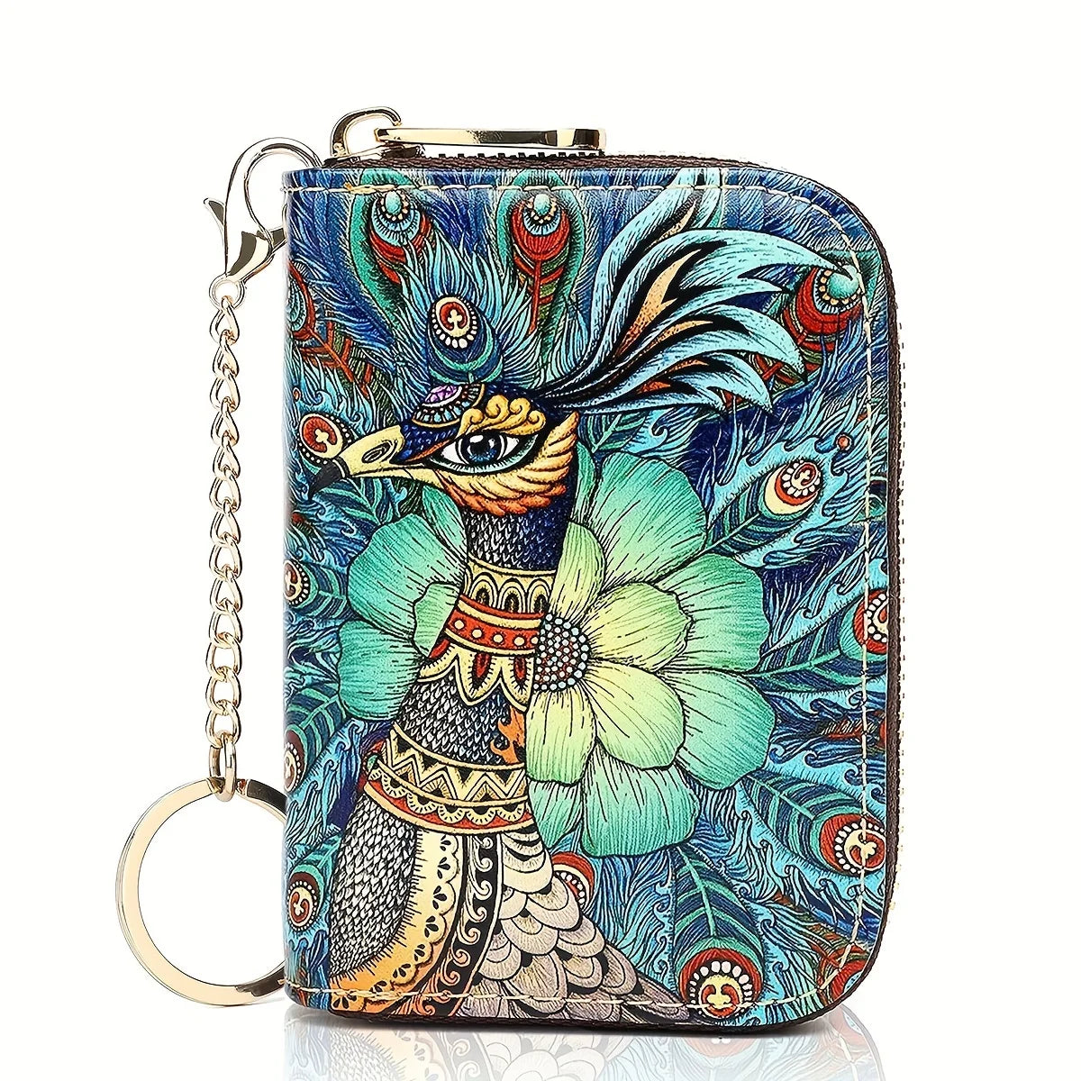 High quality leather Men Women Card Holder Small Zipper Wallet Solid Coin Purse Key Ring Design RFID Business Credit Card Bags