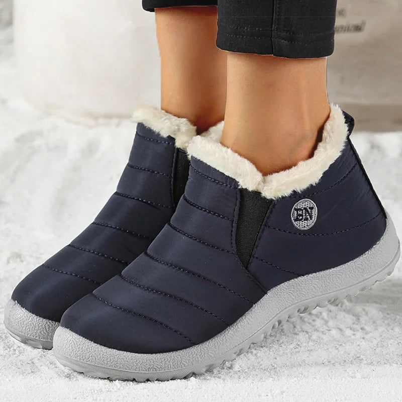 Women's Boots Women Winter Boots Warm Fur Winter Shoes For Women Snow Boots Lightweight Ankle Botas Mujer Black Combat Botines