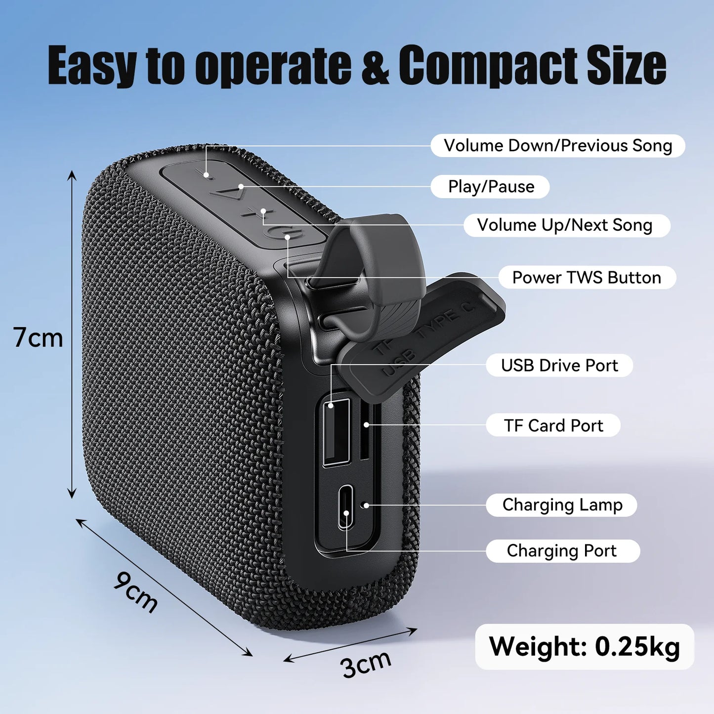 Bluetooth Speakers TWS 10W Enhanced Bass Portable Outdoor Wireless Speaker 30Hrs IP7 Waterproof Shower Speaker Bluetooth 5.3