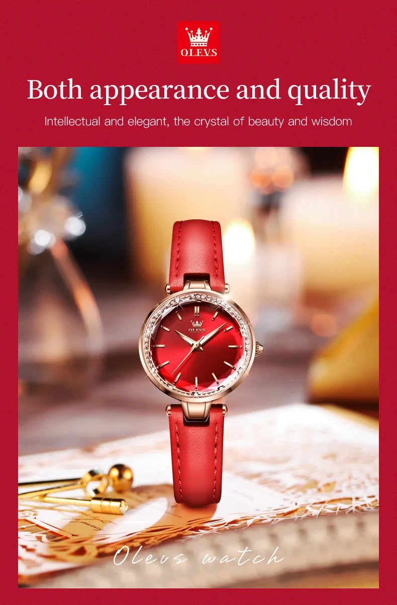 OLEVS Brand watch fashion diamond-encrusted outer ring ladies quartz watch waterproof watch 6645 SwiftNest