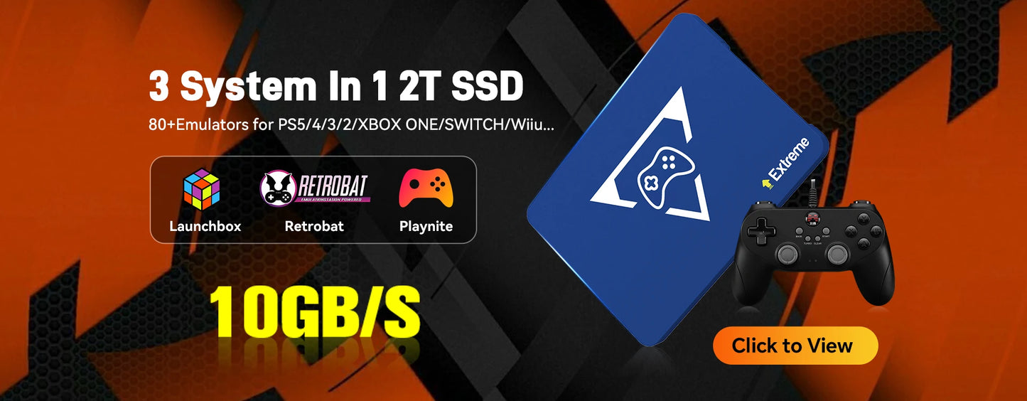 Retro Gaming SSD for Switch/PS5/Xbox/PS4/PS3/PS2/WIIU 80+Emulators Launchbox＆Retrobat＆Playnite 16191 Games Console for PC/Laptop