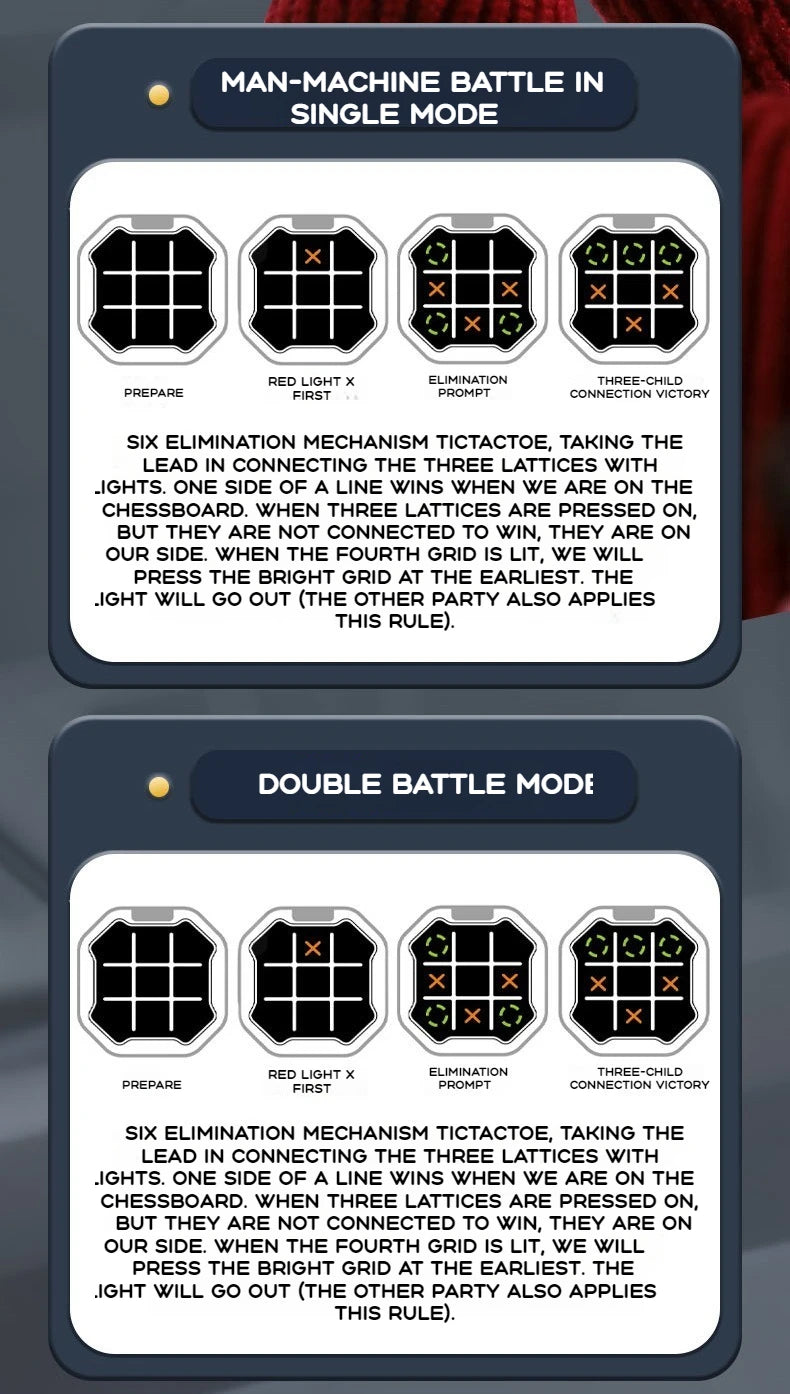 New Kids Electronic Toys Tic Tac Toe Game Noughts and Crosses Game Memory Training Infinite Portable Travel Games for Kids Adult