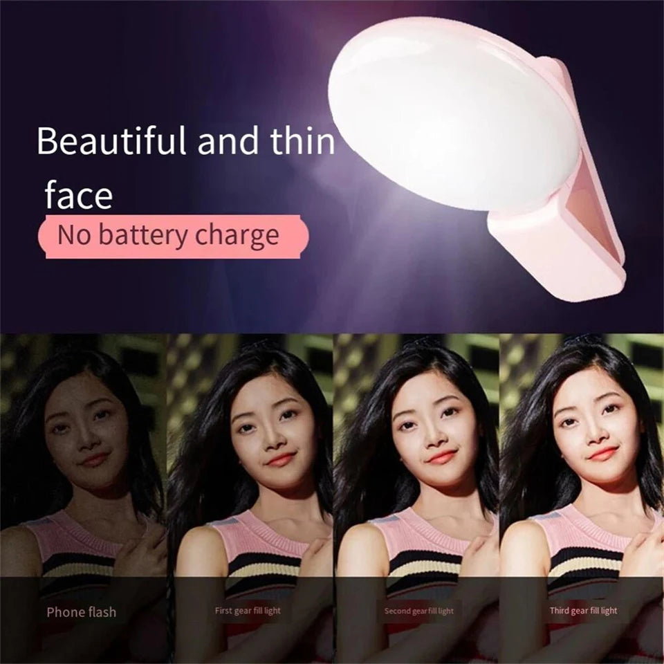 Portable LED Lamp Phone Live Video Beauty Light Universal Mobile Phone Selfie Fill Light USB Charge Photography Clip Ring Light