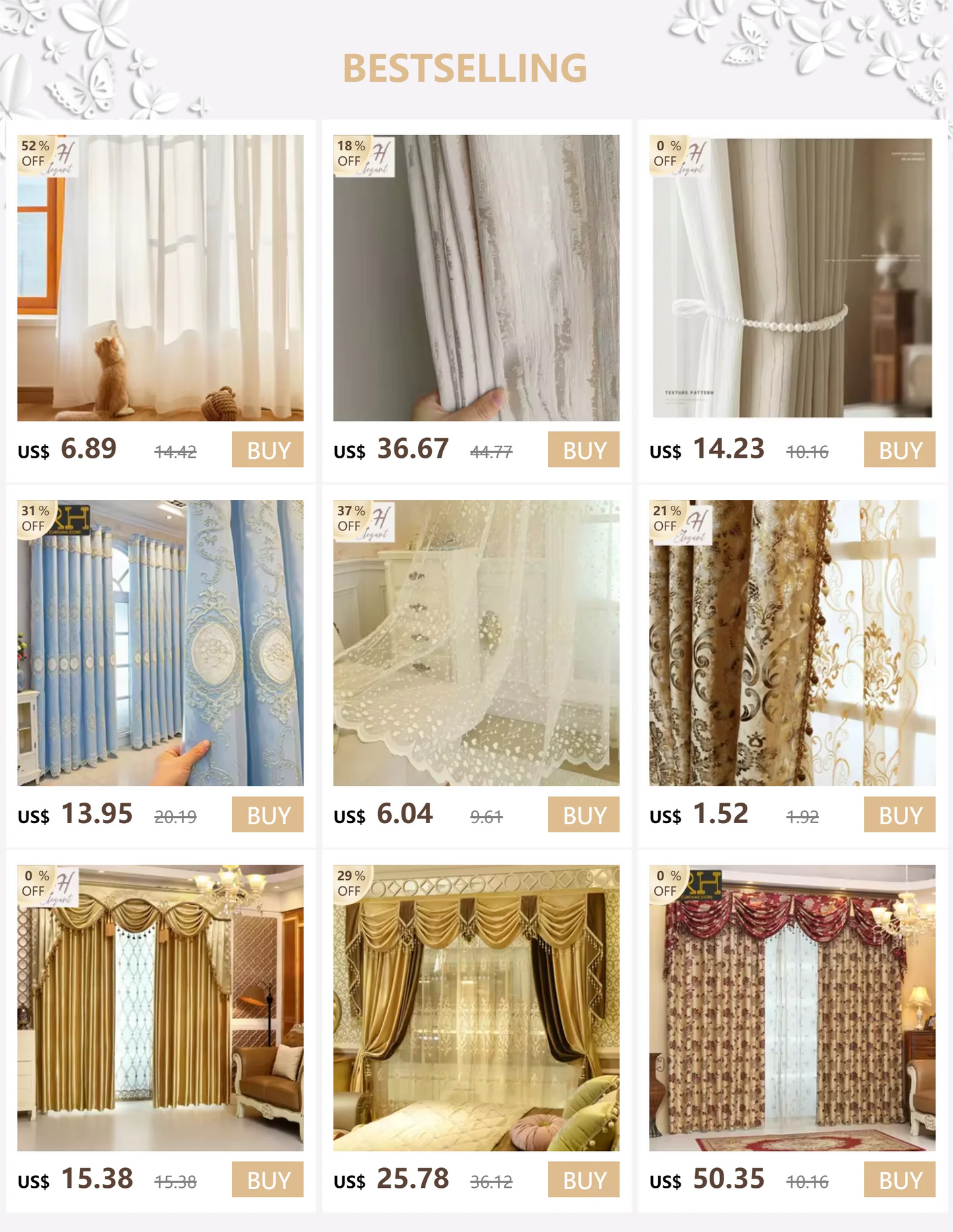 ستائر مخصصة لغرفة المعيشة وغرفة الطعام وغرفة النوم، قماش أوروبي فاخر مزدوج الطبقات مع تطريز متكامل وديكور معتم