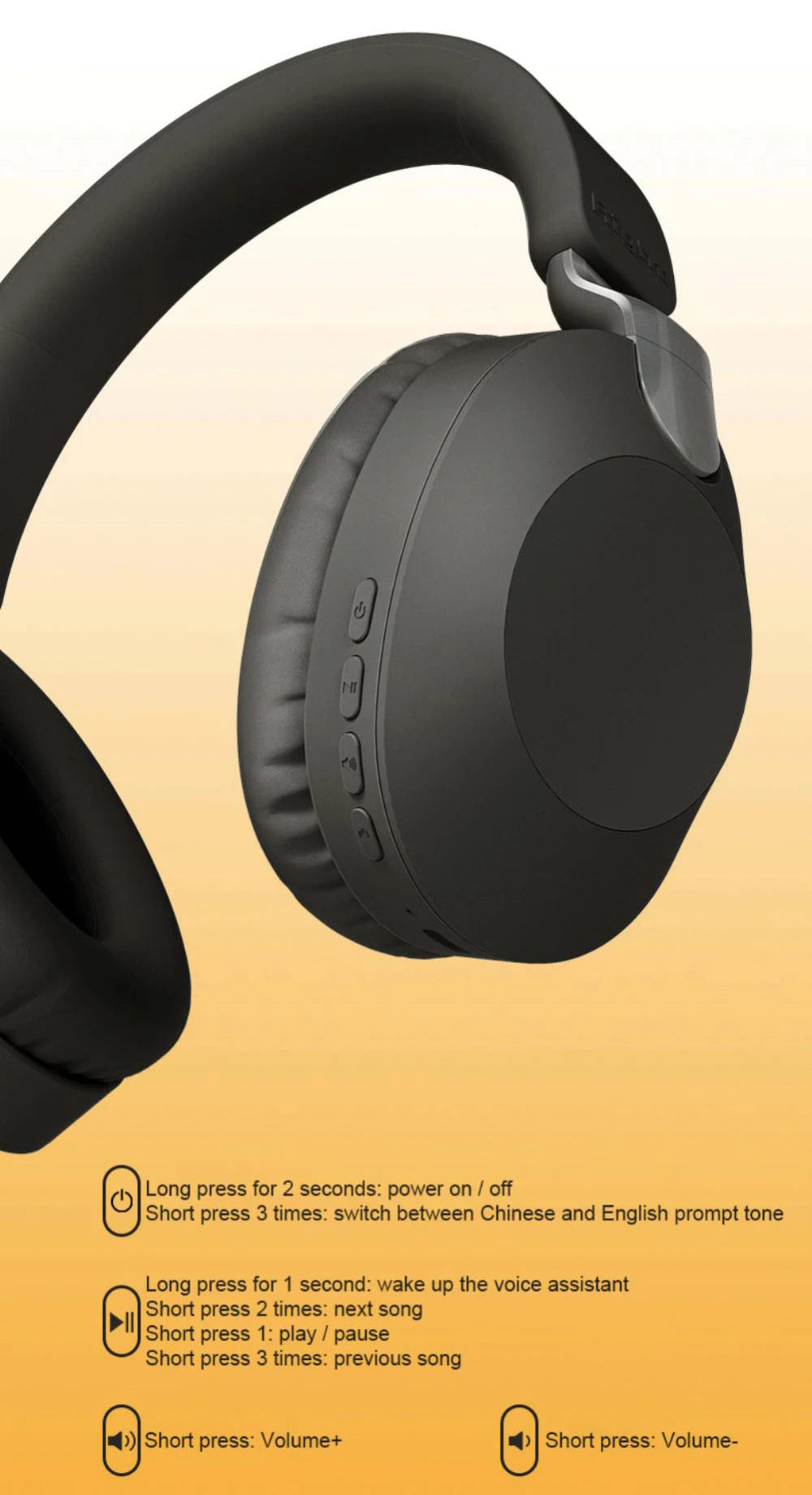 Wireless Bluetooth-Compatible Headset  Eearphone with Mic Hands-free HIFI Stereo BT5.1 Over-Ear Headphone for Call and Music