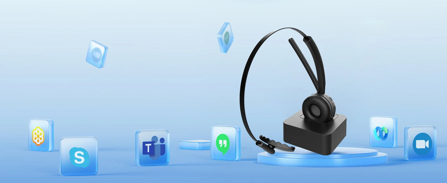 سماعة بلوتوث، سماعة رأس لاسلكية مزودة بميكروفون للعمل، سماعات رأس بلوتوث V5.3 لسائقي الشاحنات، سماعة رأس للكمبيوتر مزودة بميكروفون