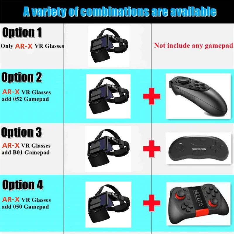 نظارات الواقع الافتراضي AR-X VR نظارات ثلاثية الأبعاد HD IMAX للألعاب سماعة رأس الواقع الافتراضي من الورق المقوى للهواتف الذكية مقاس 4.7-6.3 بوصة خوذة الواقع الافتراضي المحسنة القابلة للطي
