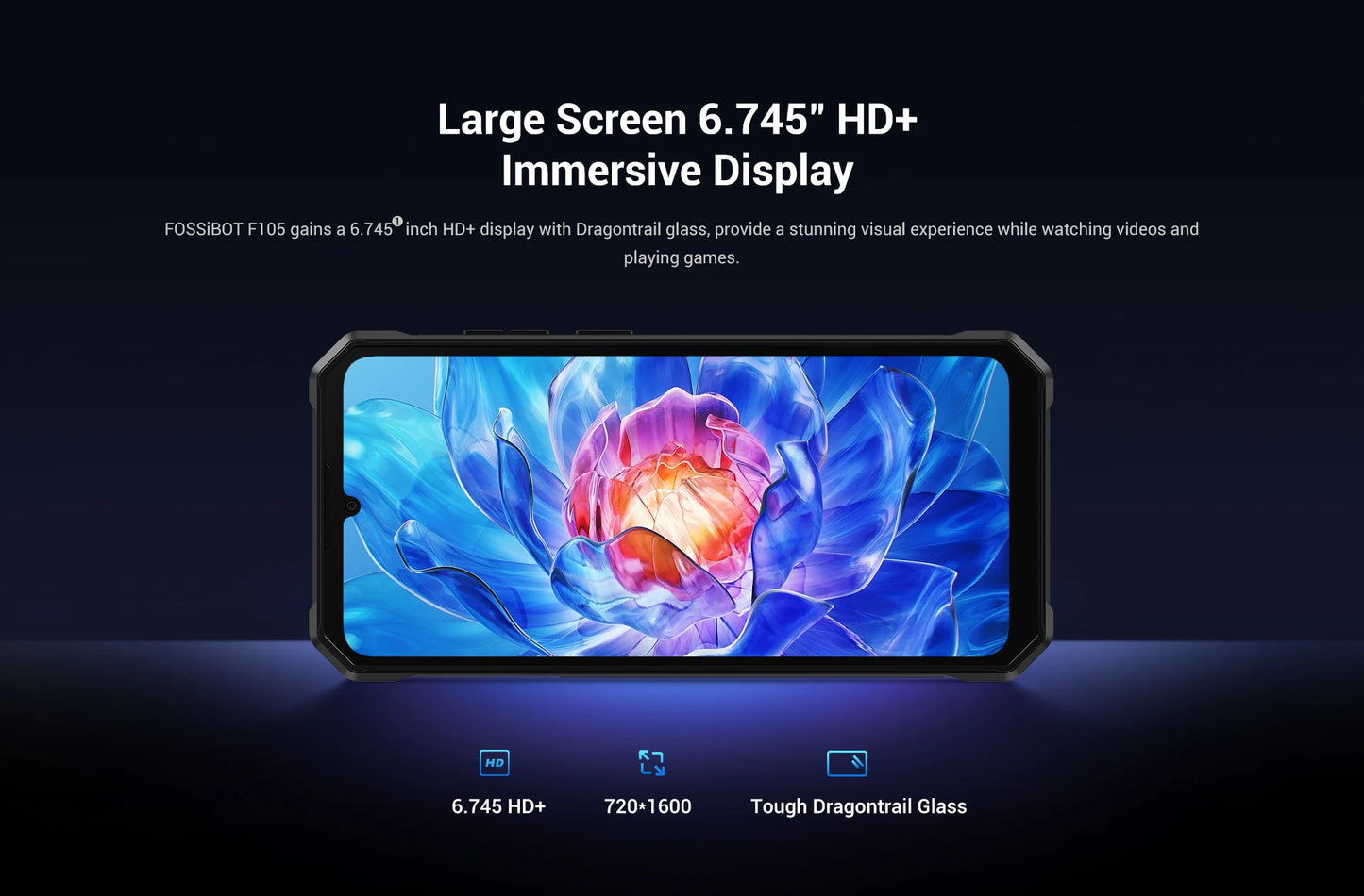 [العرض العالمي الأول] هاتف FOSSiBOT F105 الذكي المتين بنظام تشغيل أندرويد 14 وذاكرة وصول عشوائي 12 جيجابايت وذاكرة داخلية 64 جيجابايت وكاميرا 20 ميجابكسل وشاشة 6.745 بوصة عالية الدقة وشاشة IPS