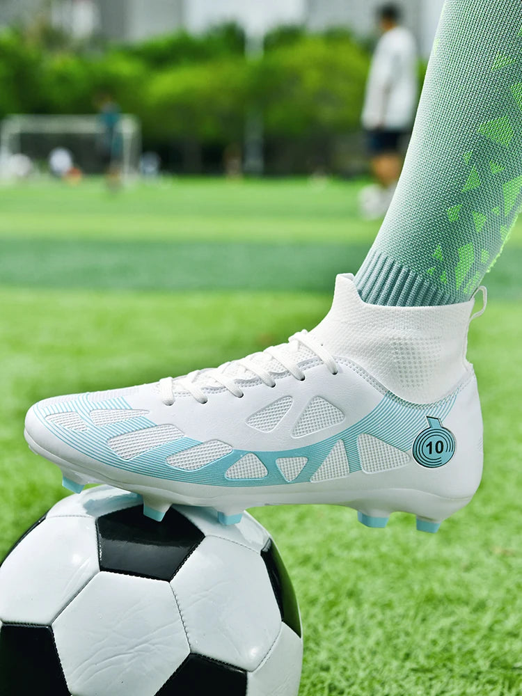 Professional Soccer Shoes Men Outdoor High-Top Sports Football Boots Boots Ag/Fg Long Spikes Artificial Grass Training Match Spi