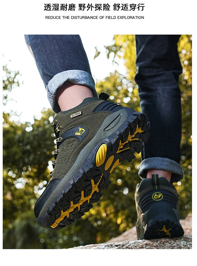 أحذية المشي لمسافات طويلة مقاومة للماء للرجال والنساء في الربيع والخريف، أحذية رياضية جبلية مقاومة للاهتراء، أحذية رياضية للصيد