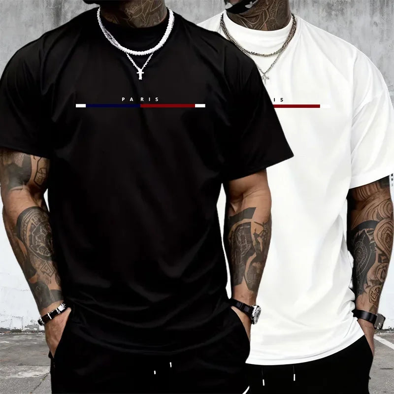 Fashion Mens T-shirt Cotton Printing Short Sleeved Daily Casual Tees Outdoor Sports Jogging Clothing Street Soft Loose T-shirt