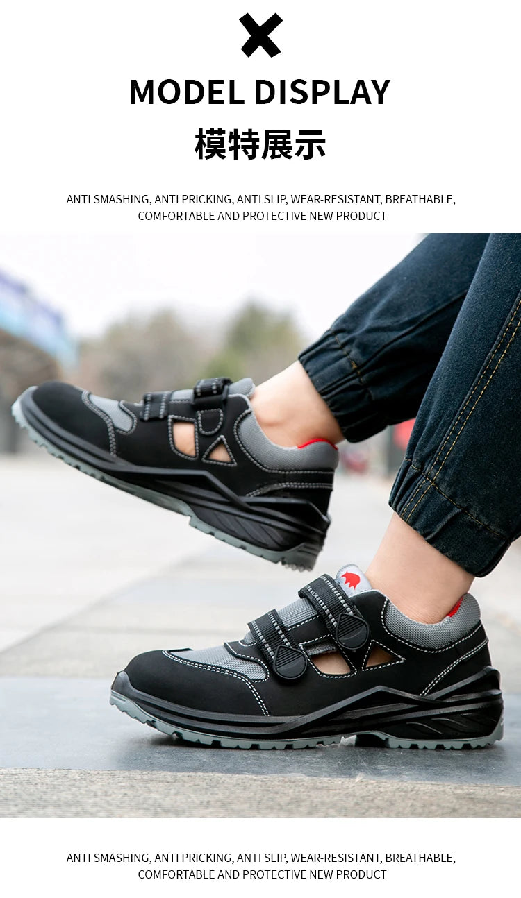 Summer Safety Shoes Men Construction Site Work Shoes Wear Resistant Anti Slip Breathable Sandals For Men Indestructible Shoes