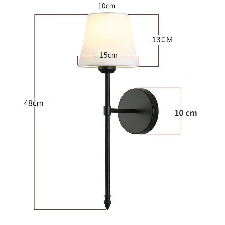 Modern Bedroom Bedside Lamp American Living Room Wall Lamp Luxury Creative Cloth Lampshade Staircase Walkway Decorative Light