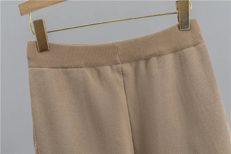 Fashion Autumn Women 2 Pieces Sets Casual Hooded Patchwork Loose Knitted Sweater Sports Harlan Pants Suits Winter Sportswear SwiftNest