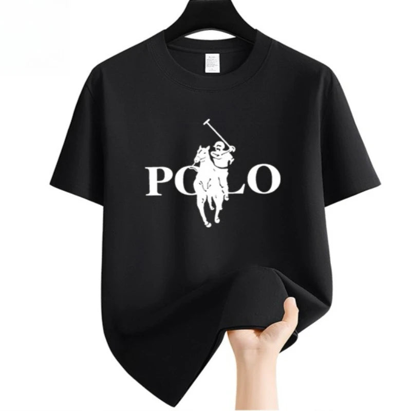 Men's Summer Fashion Brand Clothing  Casual Business Shorts  Loose Sleeve Versatile Round Neck T-Shirt  Breathable T-Shirt