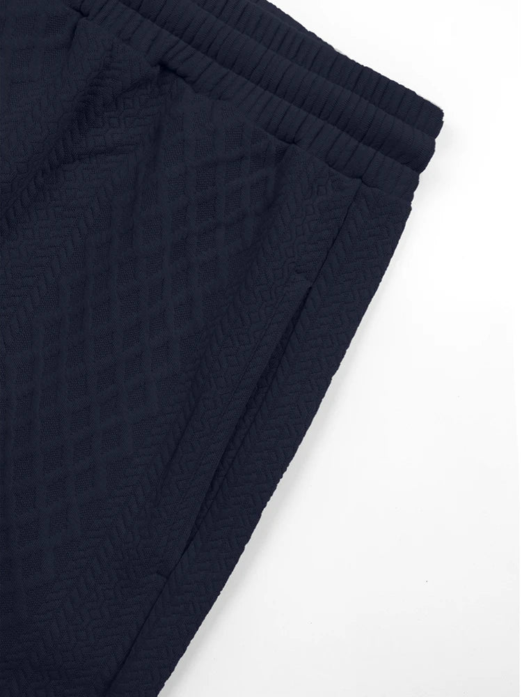 Outdoor Sports Men's Tracksuits Fashion Textured Long Sleeve Hoodies And Pants Two Piece Suits Fall Winter Men's Casual Outfits