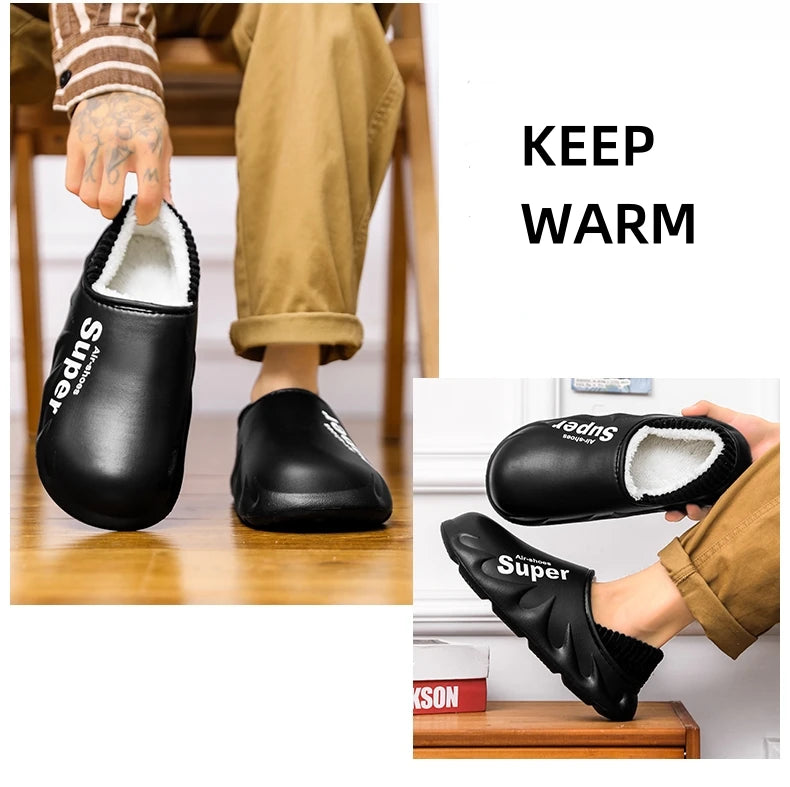 New Winter Men Women Warm Slippers Cotton Slippers Outdoor Indoor Warm Shoes Men's Couple House Bedroom Plush Slippers Big Size