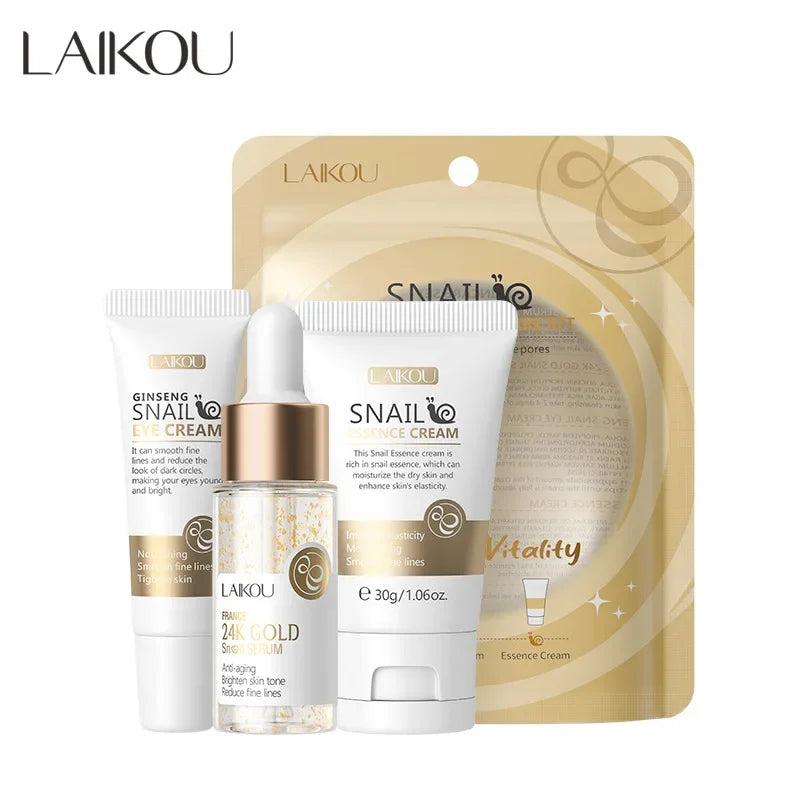 3pcs/set Vitamin C 24K Golden Sakura Skin Care Sets Face Cream Serum Eye Cream Moisturizing Anti Wrinkles Face Care Kit