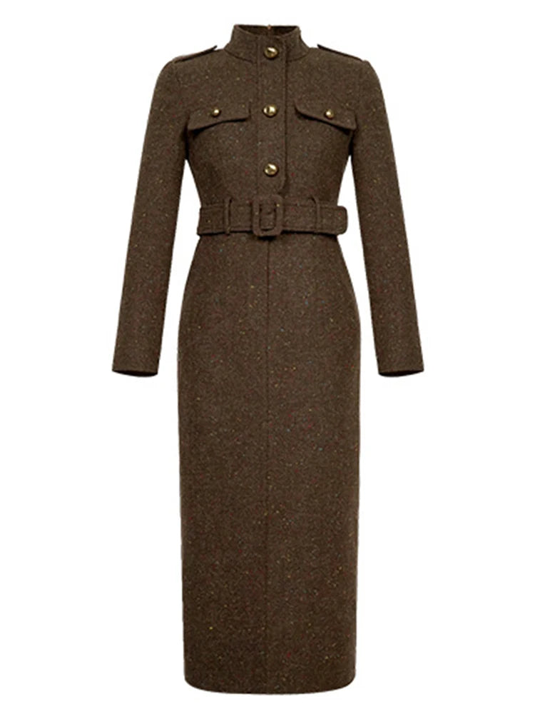 فستان رسمي أنيق للنساء، فستان نسائي احترافي عتيق بحزام صدر واحد، رداء متوسط ​​الطول، فستان حفلات عمل نسائي