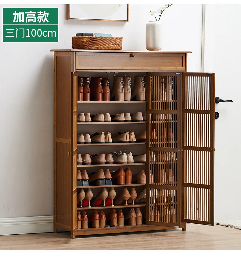 Household Dust-proof Shoe Cabinet Simple Shoe Rack Multi-layer Storage Rack Solid Wood Entrance Storage Storage Cabinet