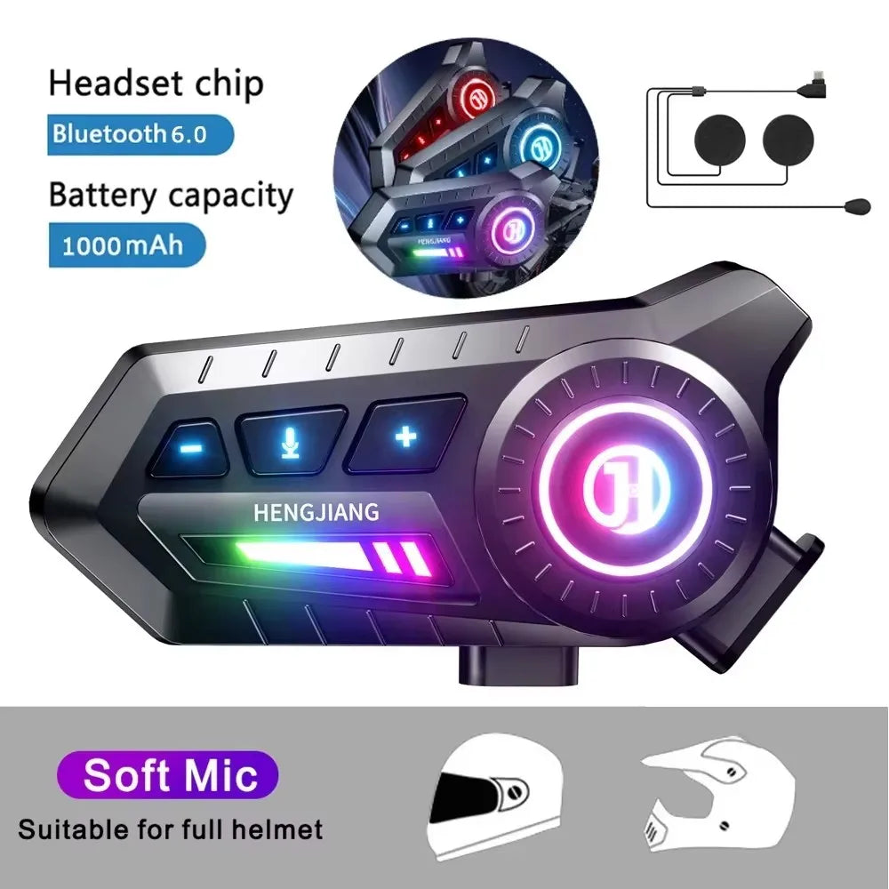 BT12 Motorcycle Helmet Headset Stereo Bluetooth Earphone Wireless Handsfree Mic Headphones Music Player For Motorbike Rider