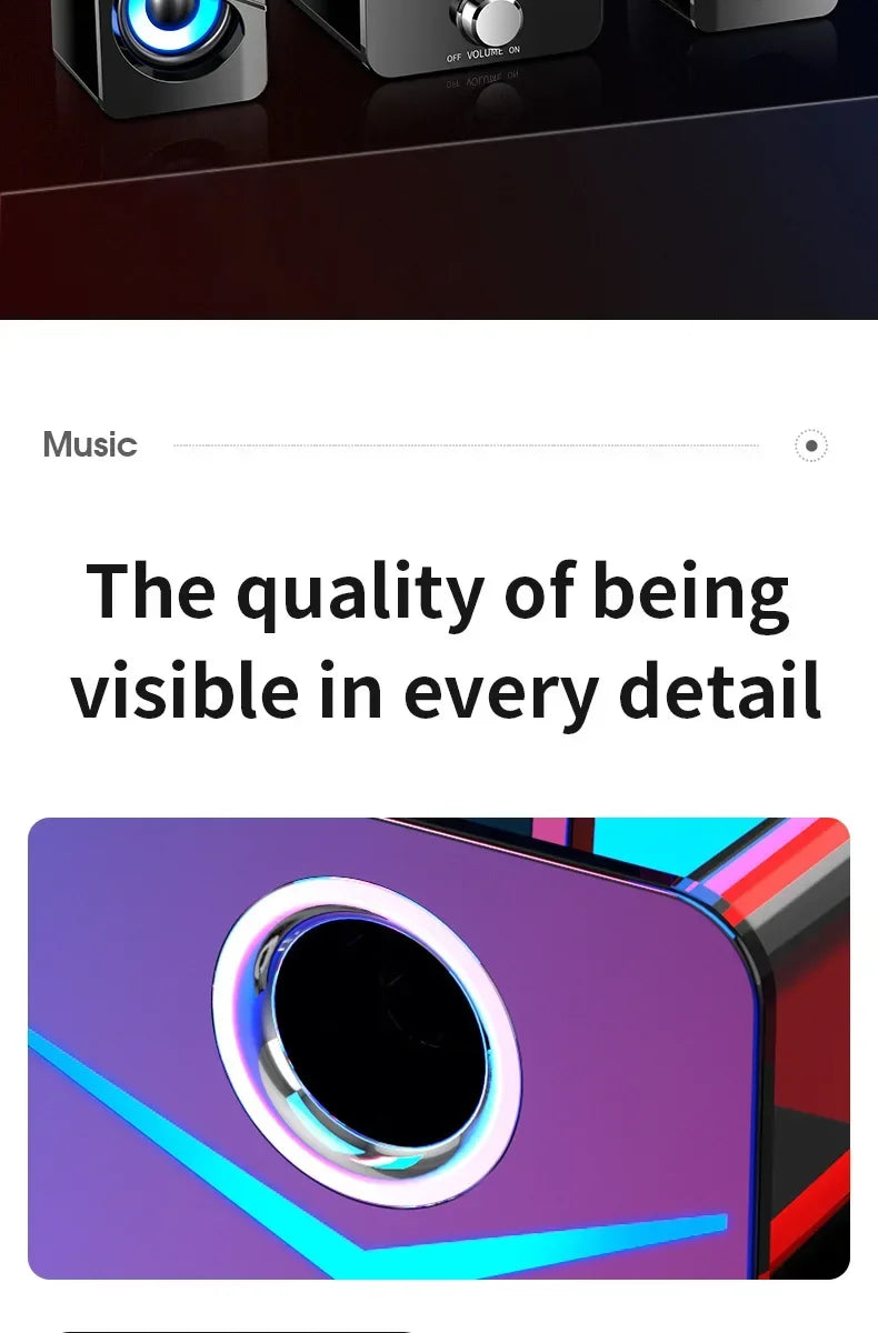 Bluetooth Speaker Home Theater Sound Bass System Mini Speakers Desktop Computer MP3 Player Audio for PC Phone Subwoofer Soundbar