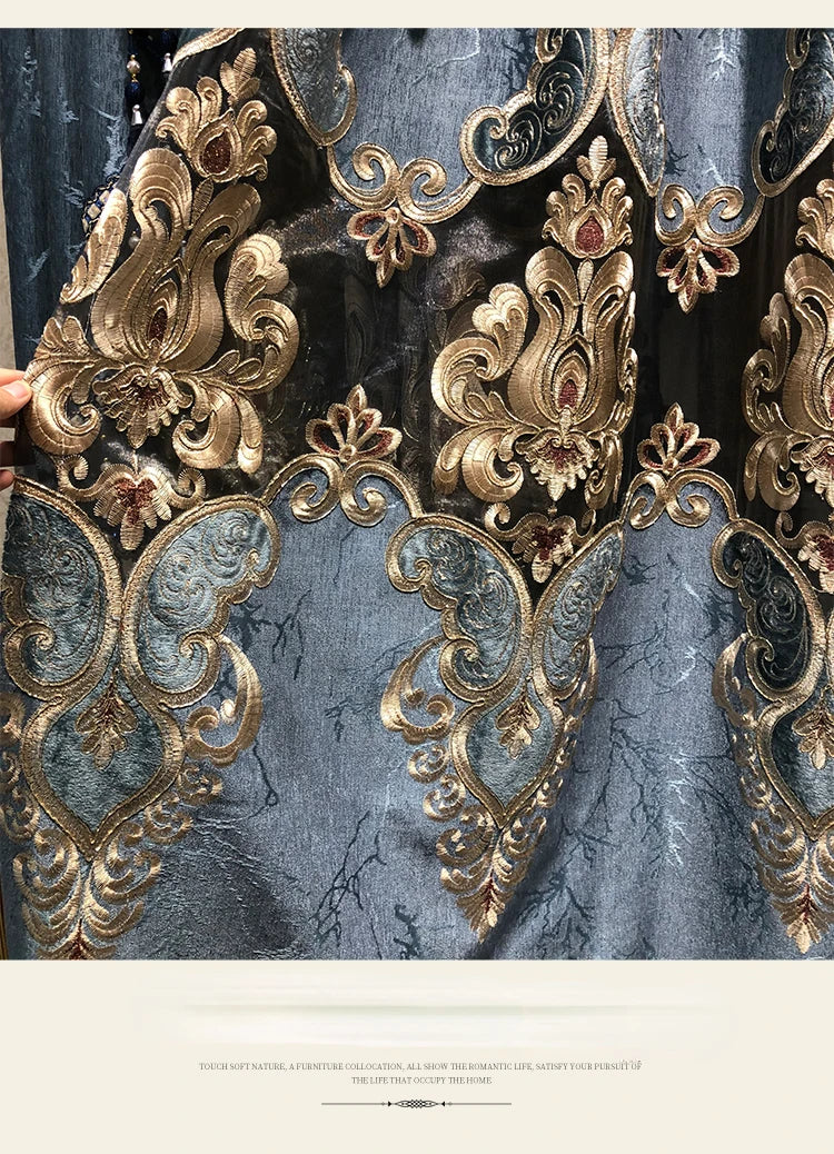 ستائر على الطراز الأوروبي لغرفة المعيشة وغرفة الطعام وغرفة النوم، تطريز فاخر من قماش التول الفاخر، نافذة دراسة، ستارة مخصصة