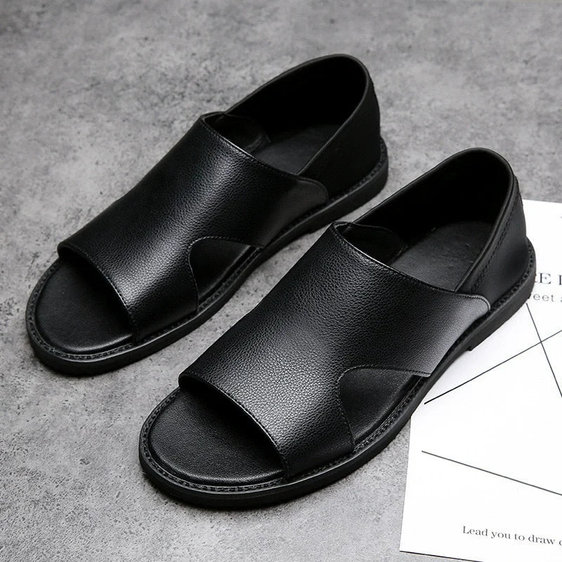 Hot Sale Summer Mens Sandals Pu Leather Designer Man Flat Shoes Slip on Beach Sandals High Quality Men Shoes Zapatos Para Hombre